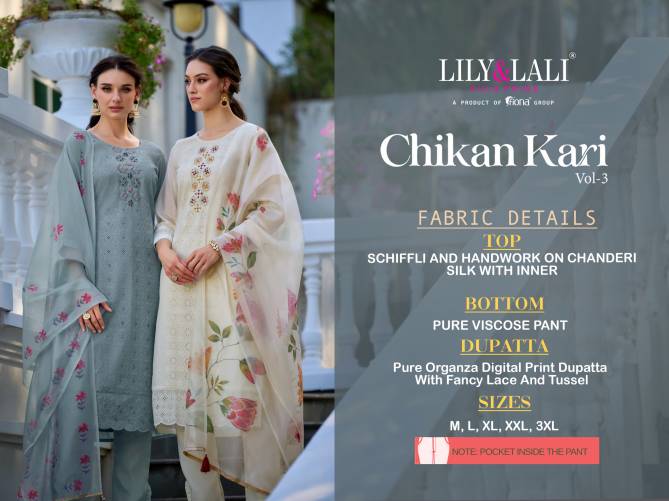 Chikankari Vol 3 By Lily And Lali Chanderi Silk Readymade Suits Wholesale Shop In Surat
